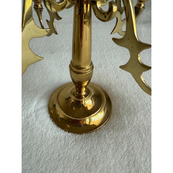 Vintage Ornate 2 Piece Gold Brass Candelabra Candleholder 5 Candle Holder - Picture 6 of 12